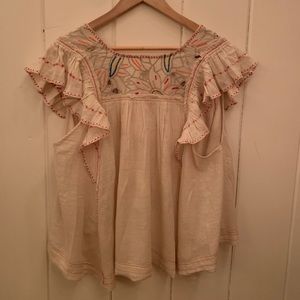 Free People Hailey Embroidered Top